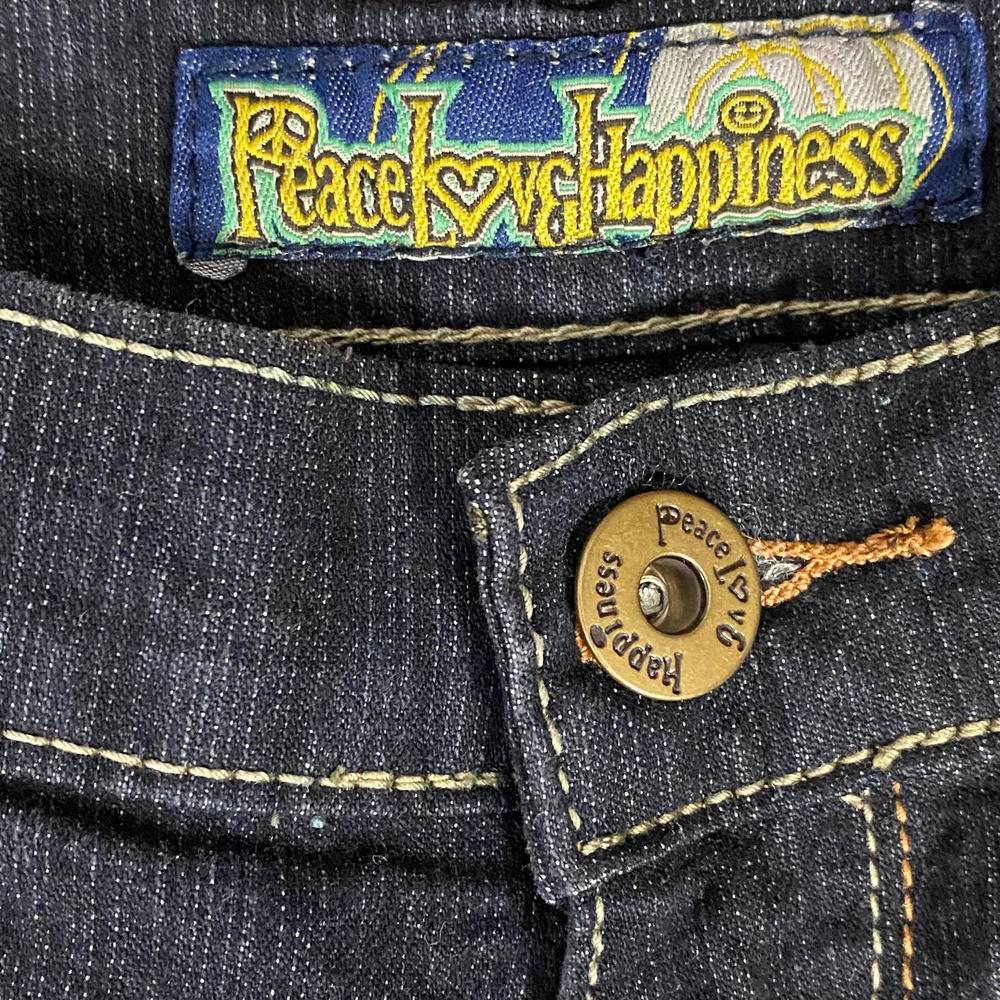 Peace Love Happiness Women Straight Leg Jeans Stretch Pocket Blue - Picture 5 of 8